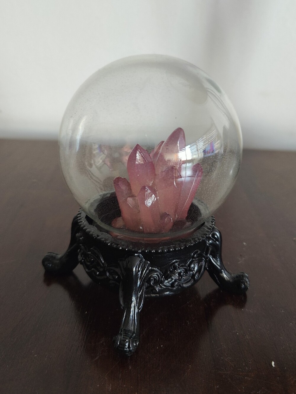 Pink Crystal Globe Home Art Decorative Sculpture